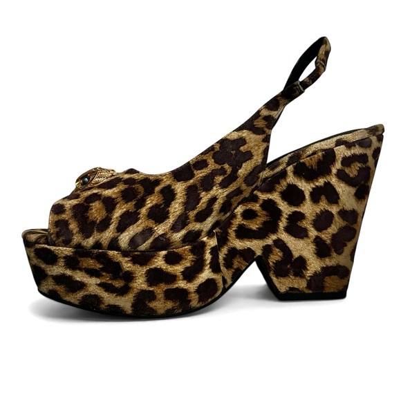 Kurt Geiger London Leopard Slingback Platform Wedge Sandals Women’s 9 Maximalist - Picture 6 of 13